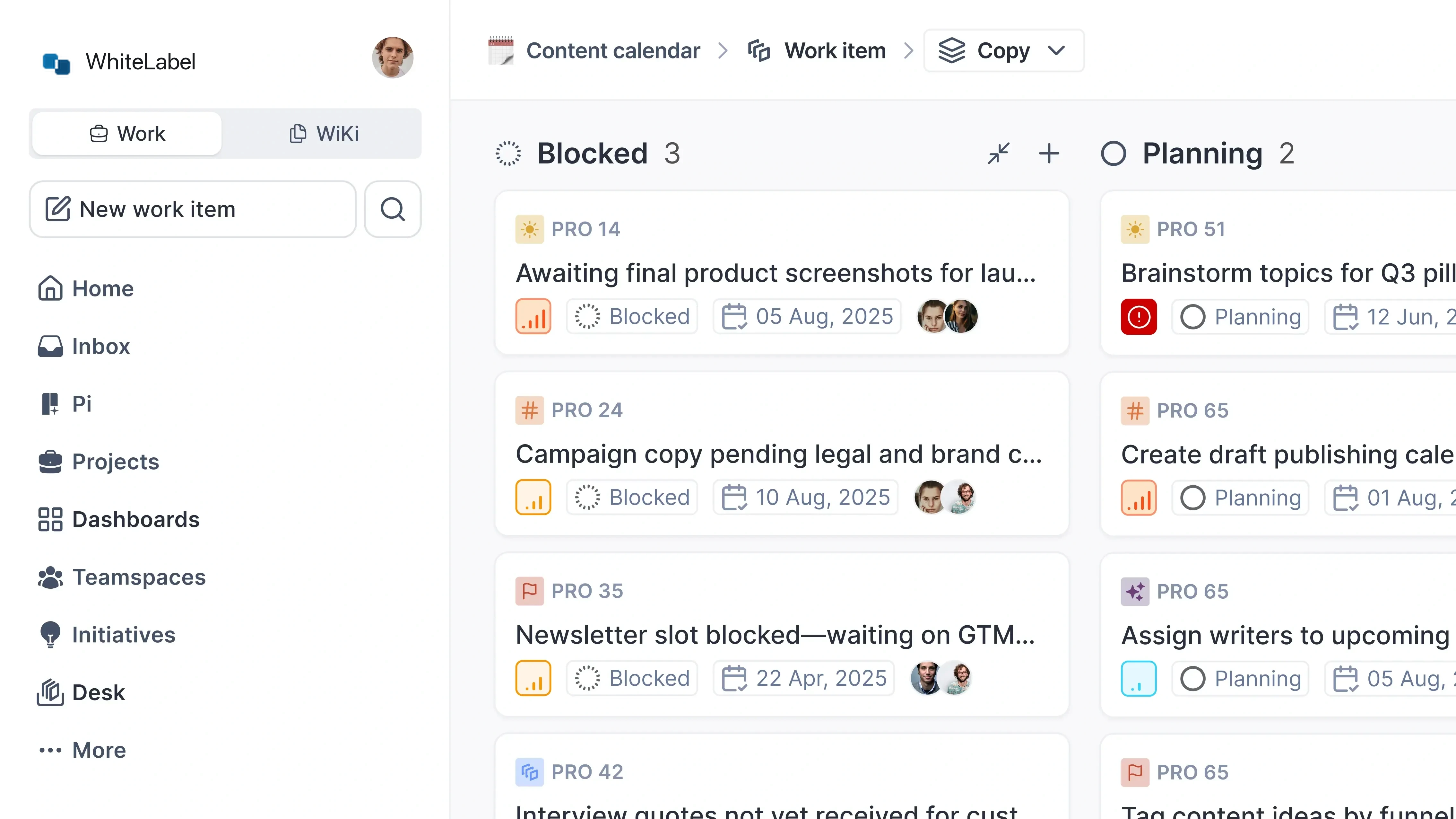 Content calendar